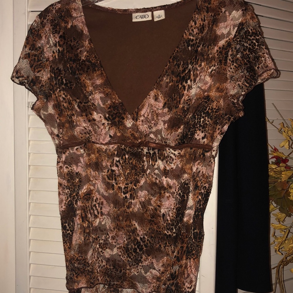 Dressy brown lacy leopard shirt